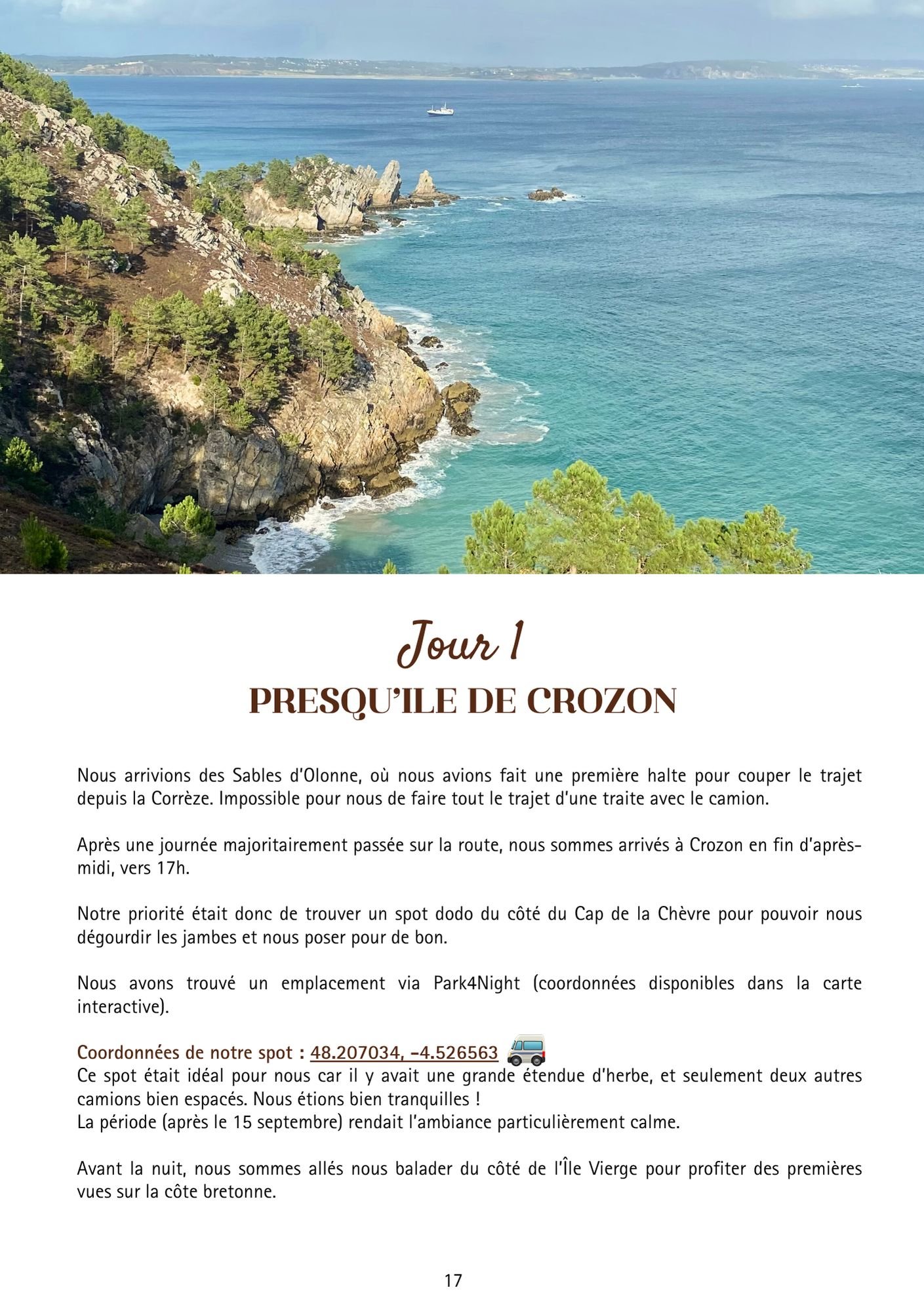 Jour 1 Crozon - Roadbook Clara.roadtrip